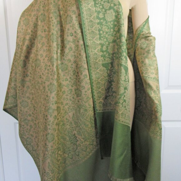 Traditional Jamawar Shawl OSWAL Collection Large 80 x 40 inch oblong plus fringe - Picture 6 of 16